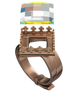 A crystal being inserted into the ring